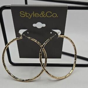NEW Style & Co. Textured Gold Hoop Earrings
